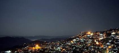 The city lights at dusk