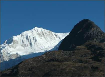 Kabru South and Black Kabru from Dzongri top