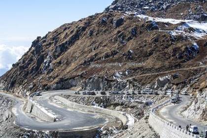 The layered road up to Nathu La