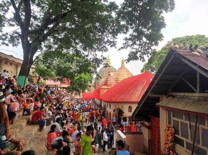 Pilgrims at Kamakhya during the Ambubachi Mela