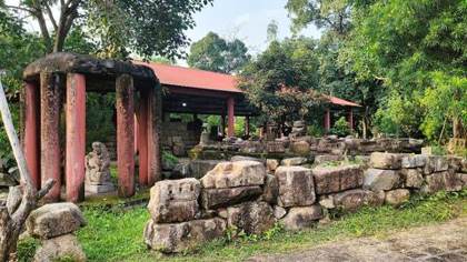 Fallen stonework at Madan Kamdev