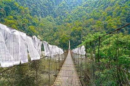 A hanging bridge in Dzongu, North Sikkim