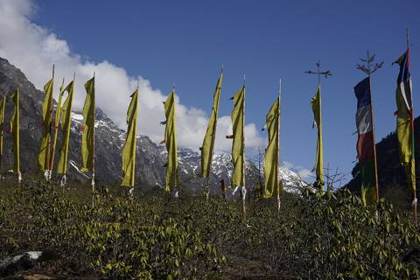 Prayer flags on the road to Yumthang