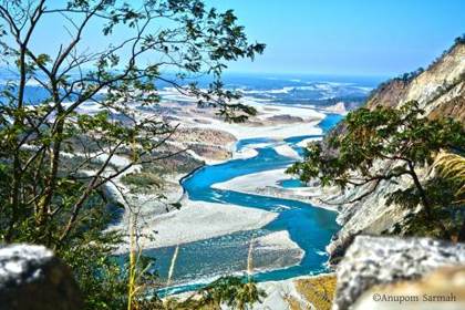 The Lohit river spreading into the plains