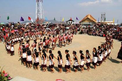 Angami Nagas dance in a great circle