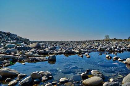 A riverbed along the Tezu–Roing road