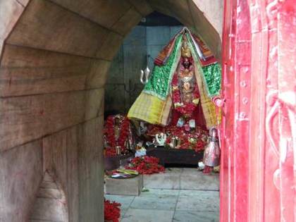 The goddess Tripura Sundari in her shrine