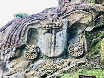 The great carved head of Shiva at Unakoti