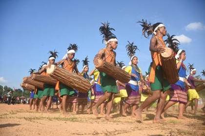 Garo drummers at the Wangala festival