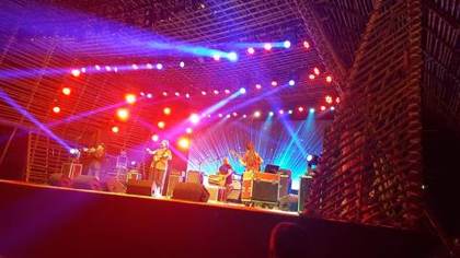 A night set on the bamboo stage at Ziro